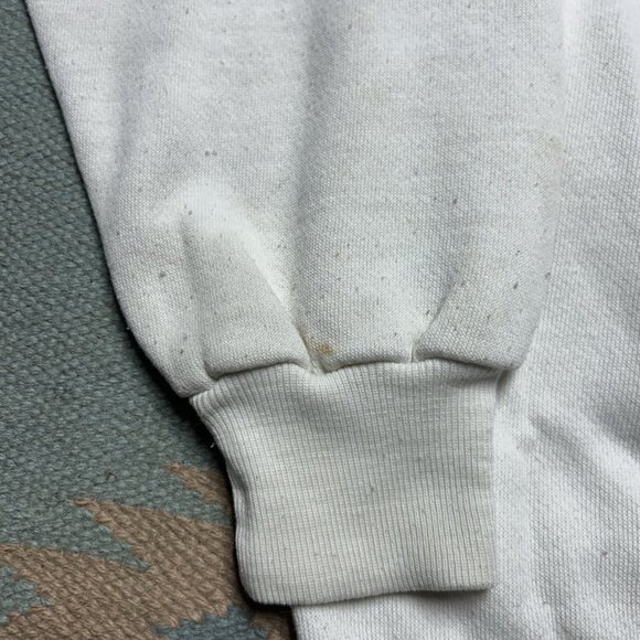 Vintage 70s 80s crewneck sweatshirt blank white stained grunge worn adult XL - Picture 8 of 12